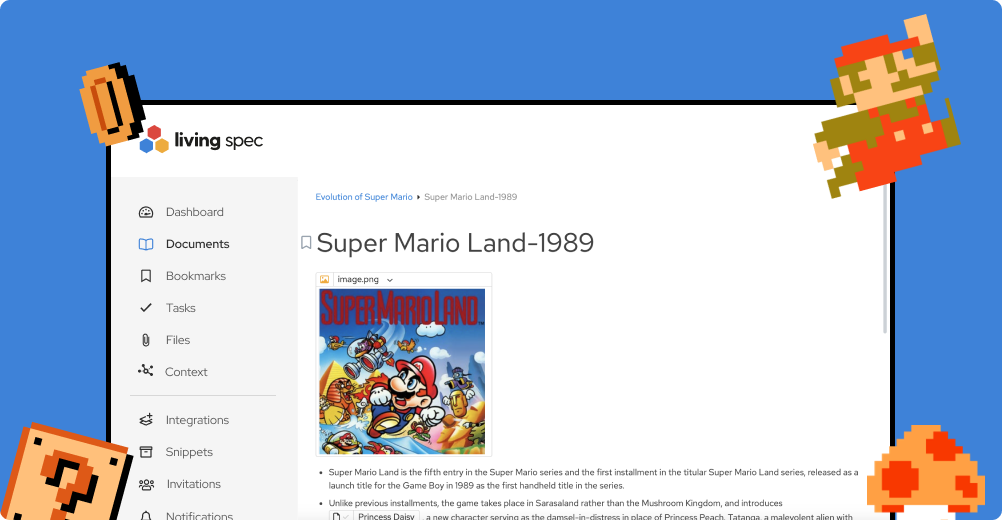 Super Mario Living Spec Example Document